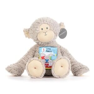 Demdaco 12" Monkey Plush Stuffed Animal With Cloth 3 Little Monkeys Book RARE‎